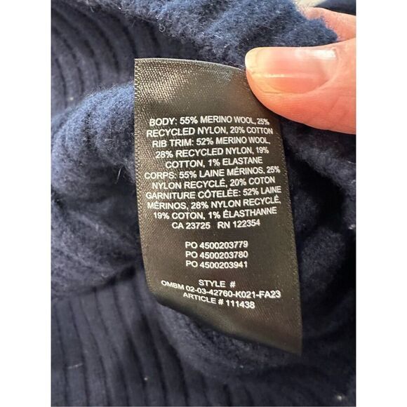 Sunday Best Merino Wool Blend Ribbed Zip Front Sweater Navy Size XS - Picture 8 of 8